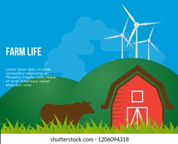 Farm life concept. Ready to use vector illustration. Suitable for background, wallpaper, landing page, web, banner, card and other creative work.