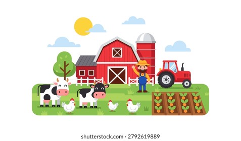 Farm life flat style vector stock