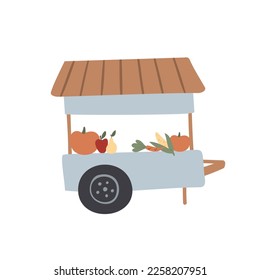 farm life illustration clipart, farm market, cottage scenery clip art, flat vector style