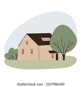 farm life illustration, domestic animals clipart, farm market png, cottage scenery clip art, flat vector style