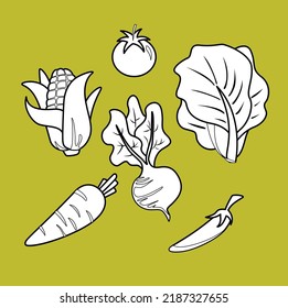 Farm Life Vegetable Theme Digital Stamp
