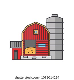 Farm line icon concept. Farm flat vector sign, symbol, illustration.
