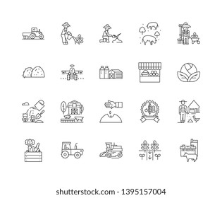 Farm line icons, signs, vector set, outline illustration concept 