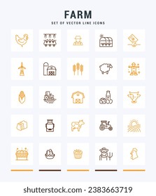 Farm line icons. Trendy stroke signs for website, apps and UI. Premium set of line icons. Outline isolated signs.