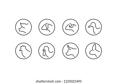 farm line icons. vector linear icon set.