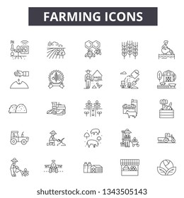 Farm line icons for web and mobile design. Editable stroke signs. Farm  outline concept illustrations
