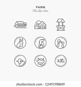Farm lineicons set, vector illustration