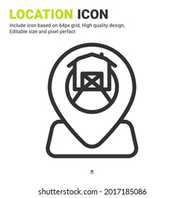 Farm location icon vector with outline style isolated on white background. Vector illustration field sign symbol icon concept for digital farming, farm, technology, industry, agriculture and project