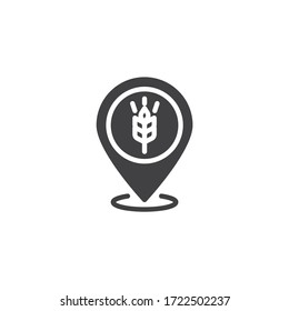 Farm location pin vector icon. filled flat sign for mobile concept and web design. Bakery map marker glyph icon. Symbol, logo illustration. Vector graphics