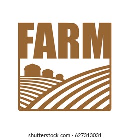 Farm logo. Agriculture sign. Arable land and farm lands
