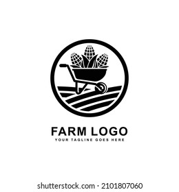 Logo de la granja. Ilustración vectorial de diseño de logotipo de maíz