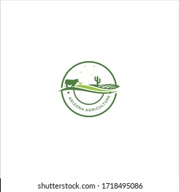 Farm logo of cow and chicken emblem shape