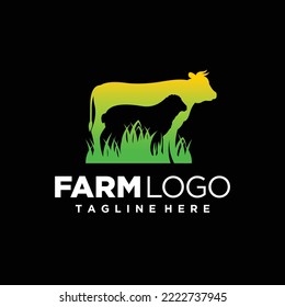 Farm logo with cow, sheep, pig concept