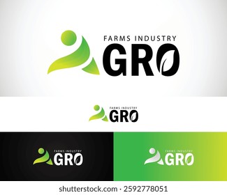 farm logo creative design concept people nature leave