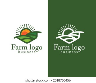 farm logo creative garden sun illustration vector emblem