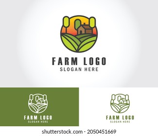 farm logo creative green natural industry illustration logo emblem