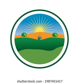 Ilustración de diseño del logotipo de la granja , adecuada para sus necesidades de diseño, camiseta, logotipo, ilustración, animación, etc.