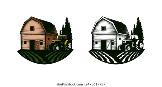 Vector de ilustración de diseño de logotipo de granja, formato eps , adecuado para sus necesidades de diseño, logotipo, ilustración, animación, etc.