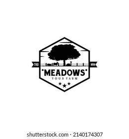 farm logo design retro hipster vintage. meadows logo design emblem