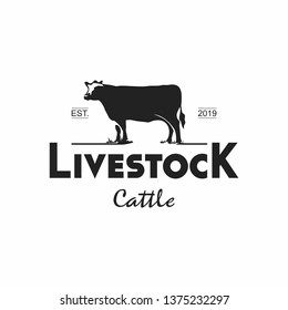 Farm Logo Design Vector Black Cow Organic Graphic Template Idea