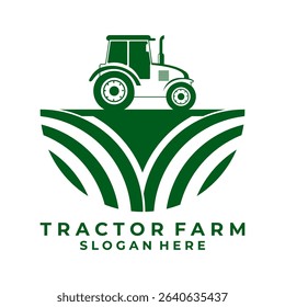 Farm logo design vector. Farm Field and tractor logo design vector