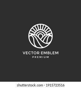 Farm-Logo-Design, Vektorgrafik-Vorlage auf schwarzem Hintergrund