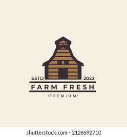 Farm logo design  wooden warehouse building Ranch Retro Logo Vector icon Symbol Illustration Design