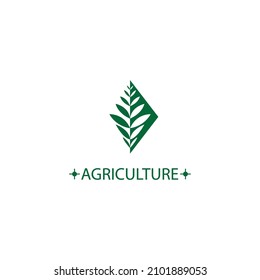 farm logo diamond leaf abstract design vector template