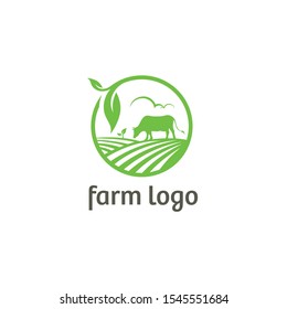 farm Logo Eco and cow, fresh and clean design