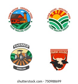 Farm logo emblem with with background