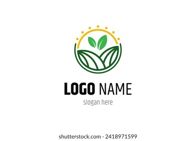 Farm logo icon design template flat vector