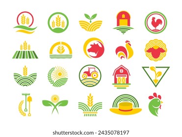 Farm Logo Icon Element Set