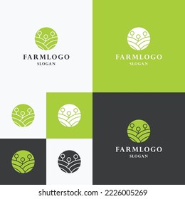 Farm logo icon flat design template