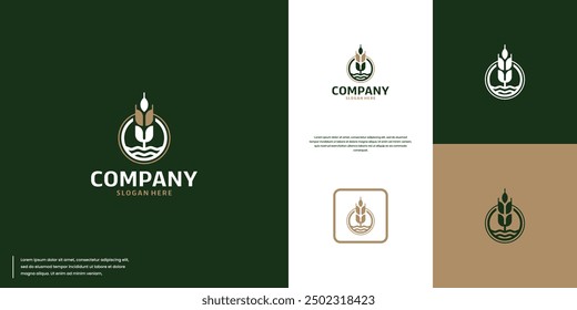 farm logo, plant growth, minimalist, logo design illustration.