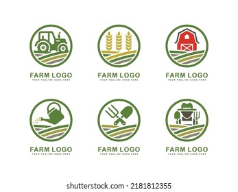 Farm logo set vector illustration