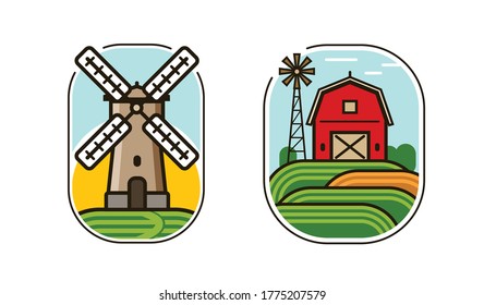 Farm logo or symbol. Agriculture, natural food concept vector illustration
