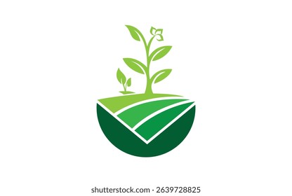 Farm logo template, agriculture design vector illustration Green Leaf with Green Farm Logo Template