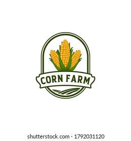 Farm Logo Template with Corn illustration. Vector Illustration in white background