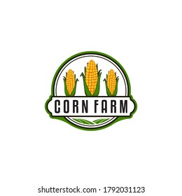 Farm Logo Template with Corn illustration. Vector Illustration in white background