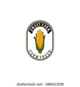 Farm Logo Template with Corn illustration. Vector Illustration in white background