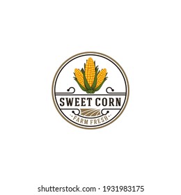 Farm Logo Template with Corn illustration. Vector Illustration in white background
