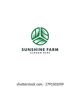 Diseño de plantilla de logotipo de granja. vector de icono creativo de sol. logotipo de la naturaleza de la luz solar