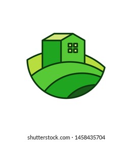 Farm logo template vector green land icon design