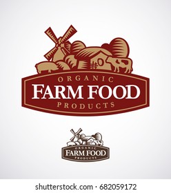 Farm logo template. Vector illustration.