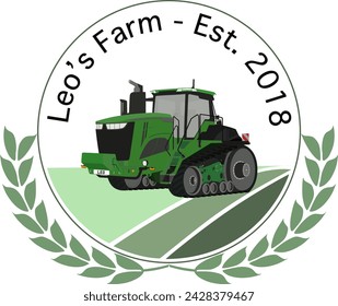 Farm logo tractor on field editable text