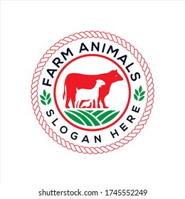 Farm Logo Vector Animals Stock Vector (Royalty Free) 1745552249 ...
