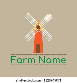 farm logo vector design on background.vector windmill logo illustration,landscape