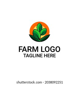 Farm Logo Vector, Illustration Of Plants And Fertile Soil