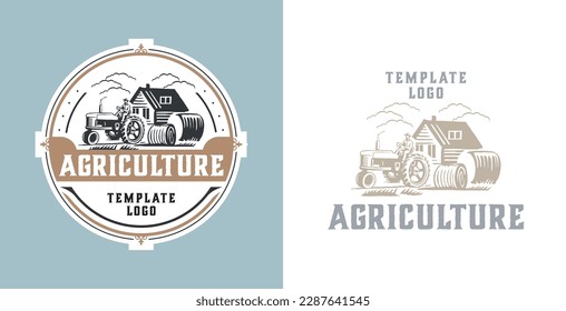 farm logo vector set, vintage style logo template with hand drawn and ornate emblems. agriculture