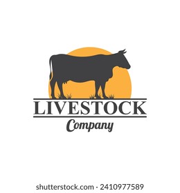 Farm Logo Vector Template. Vintage farm logo design vector illustration. cow logo